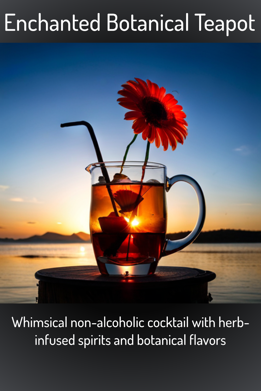 Enchanted Botanical Teapot, Whimsical nonalcoholic cocktail with herb
