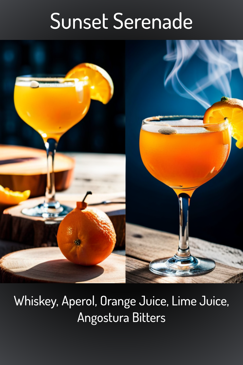 Sunset Serenade, Whiskey, Aperol, Orange Juice, Lime Juice, Angostura
