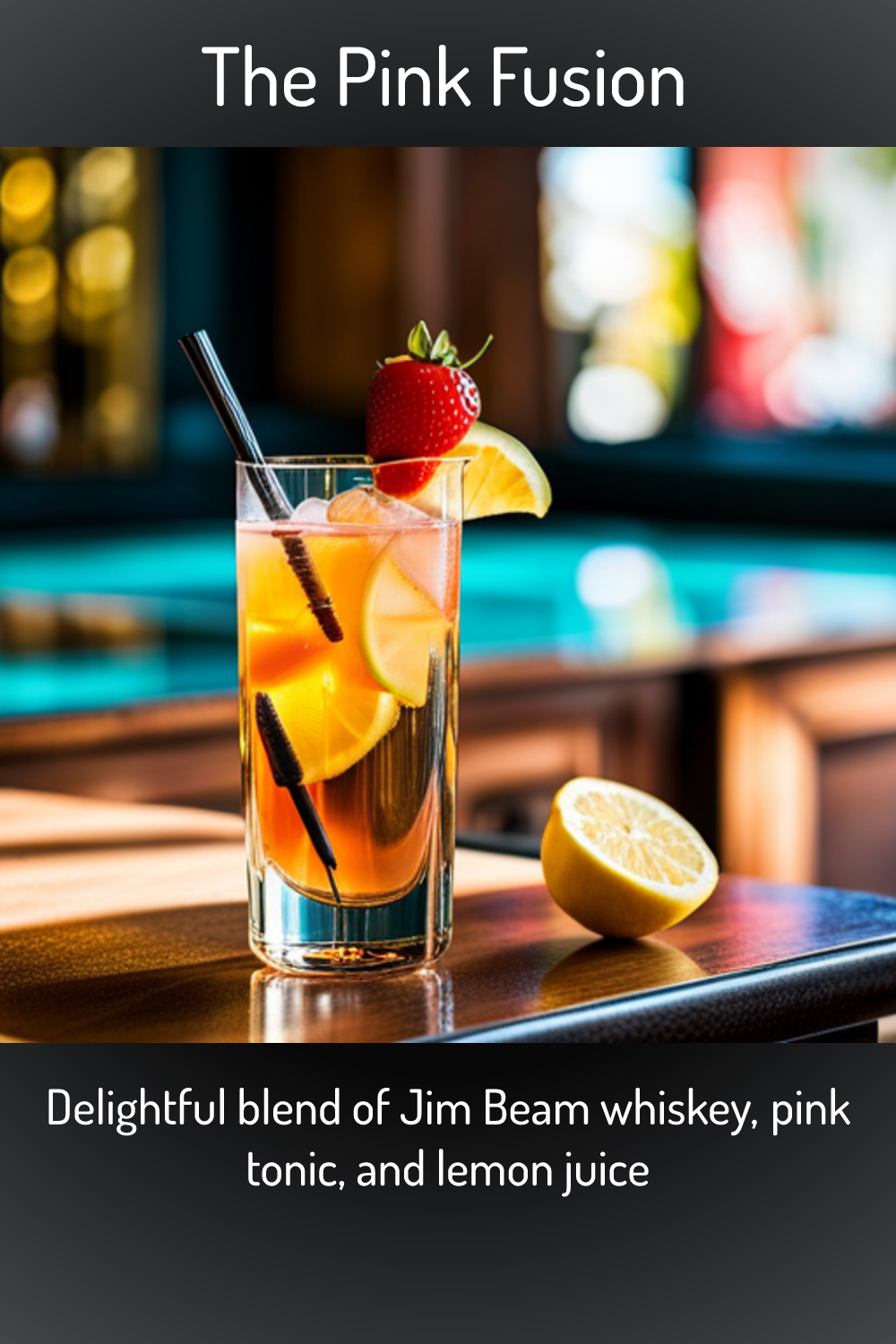 The Pink Fusion, Delightful blend of Jim Beam whiskey, pink tonic, and  lemon juice